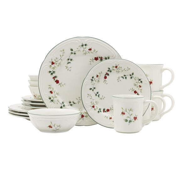Pfaltzgraff Winterberry 16-Piece Dinnerware Set Service for 4 Christmas Holiday - Picture 1 of 8